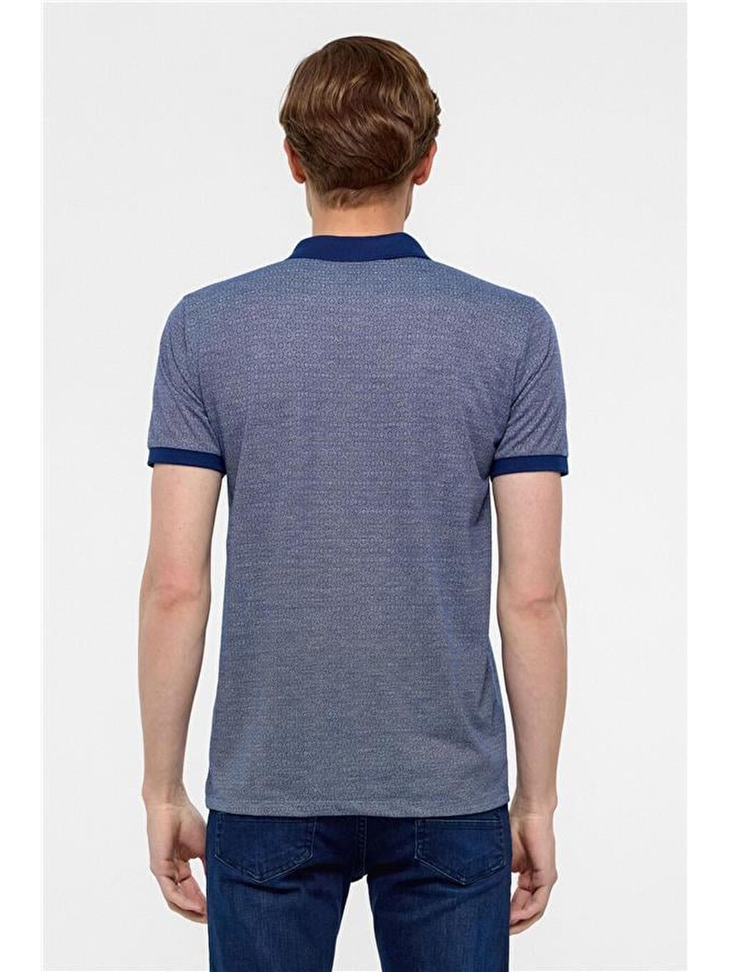 Lacivert Slim Baskılı Polo Yaka Tişört-4