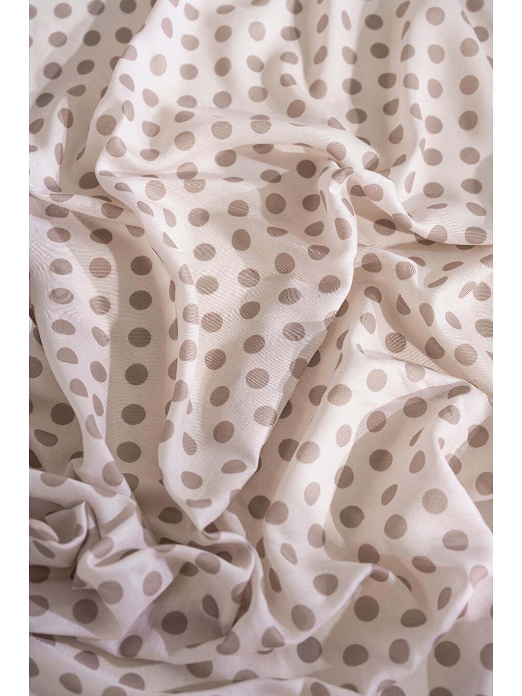 Kahverengi Puantiye Desen Soft Eşarp-5
