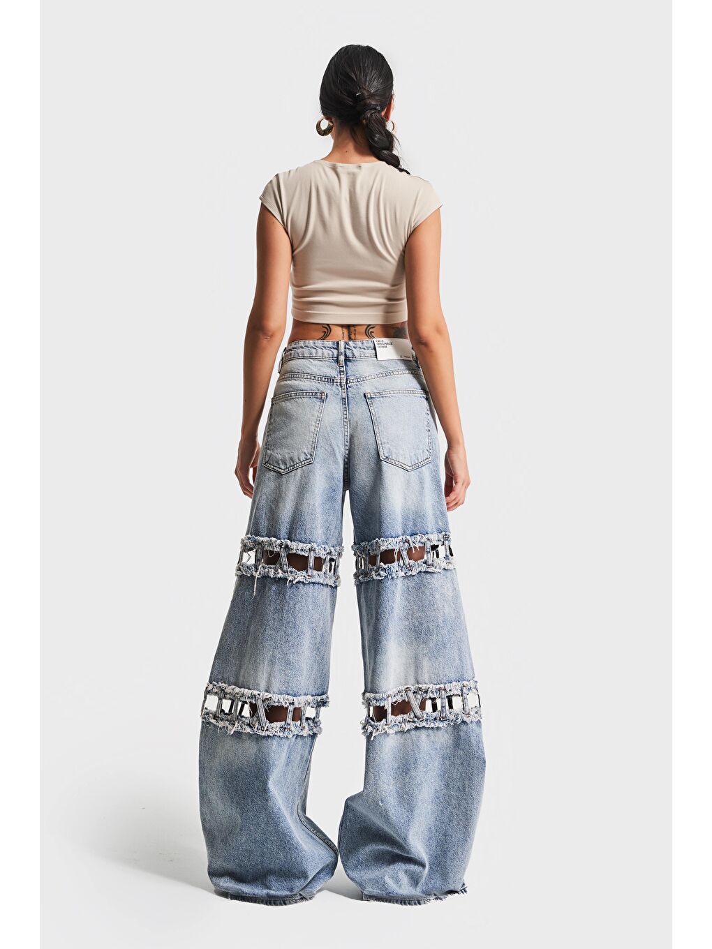 Mavi Kadın Jean Rengi Palazzo Fit Yırtık Detaylı Tasarım Denim Jean-4