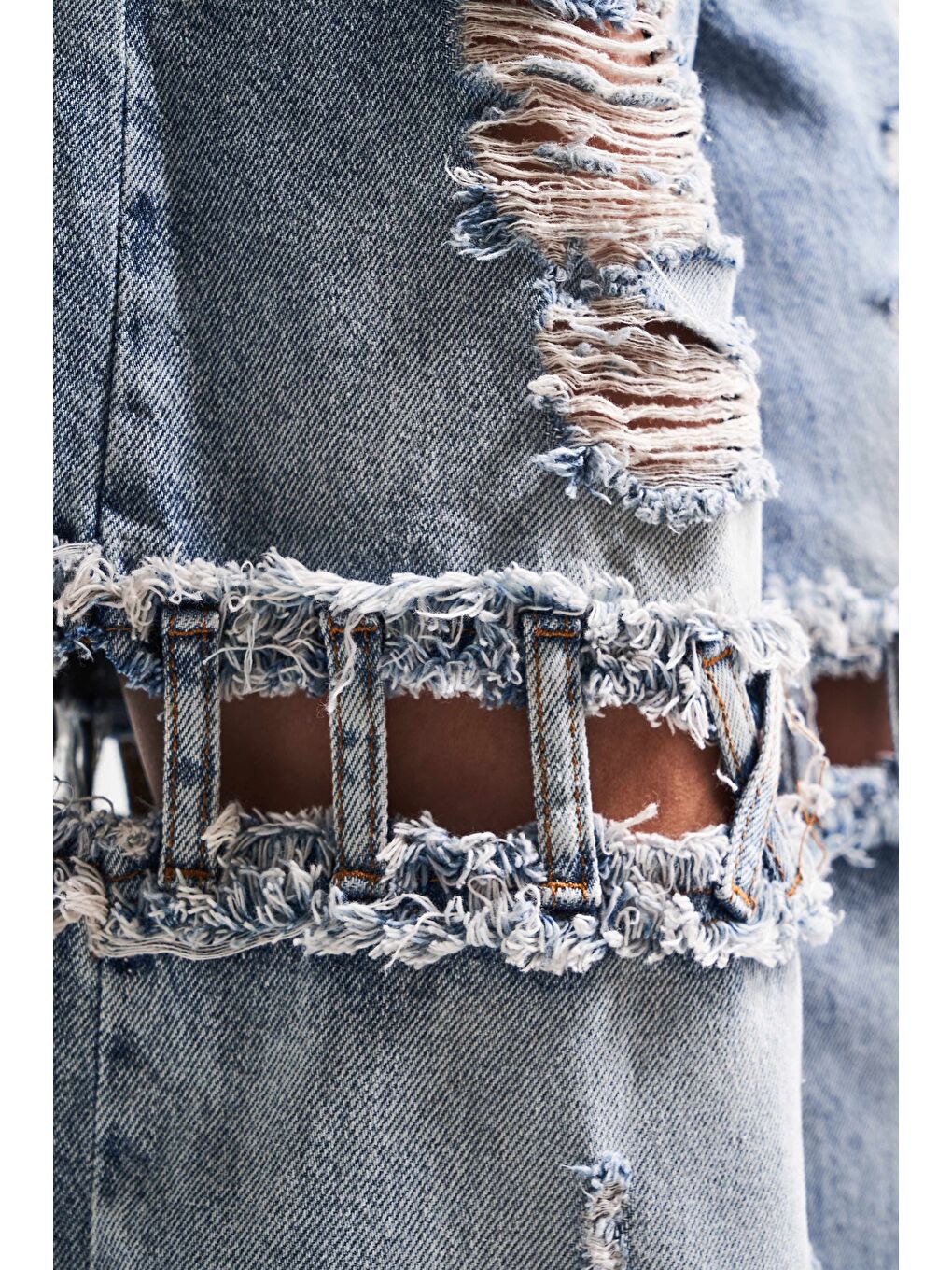 Mavi Kadın Jean Rengi Palazzo Fit Yırtık Detaylı Tasarım Denim Jean-3