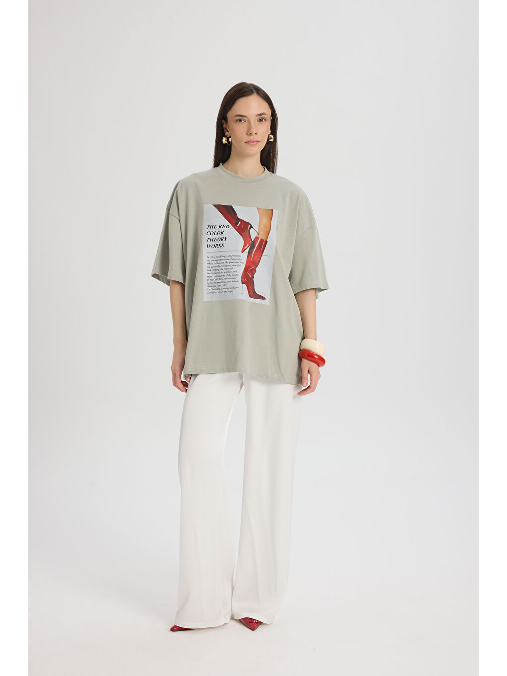 Theory Oversize Gri T-Shirt-5