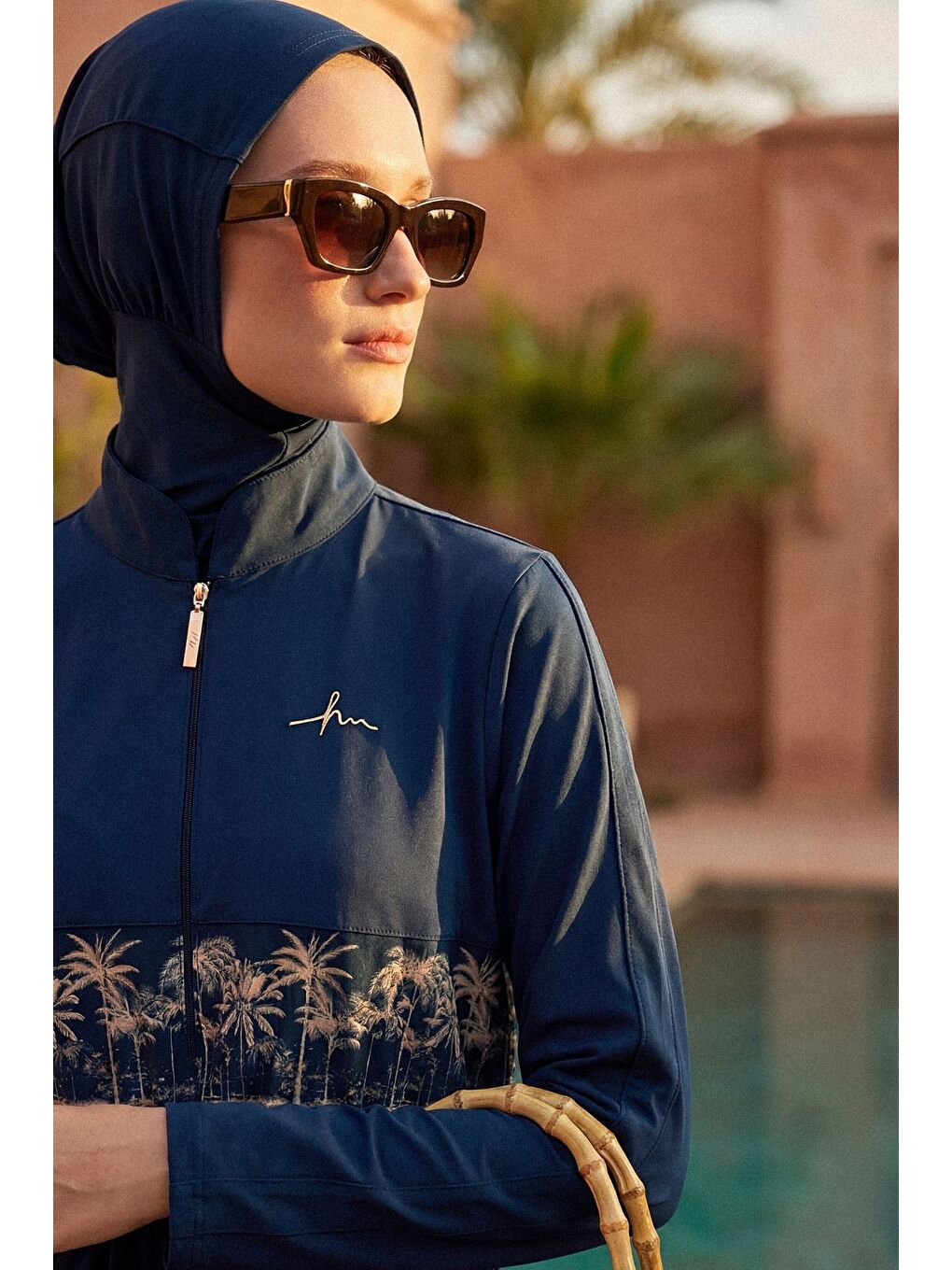 Petrol Vaha Koleksiyonu Lacivert 5 Parça Tam Tesettür Mayo Takımı 6025-1