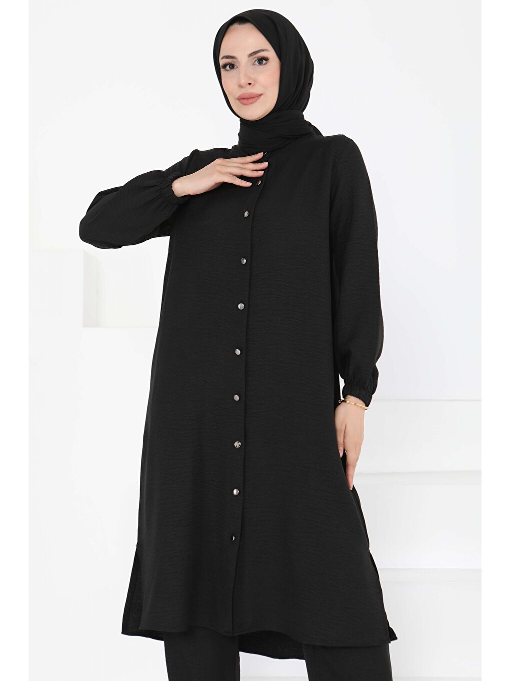 Hakim Yaka İkili Takım Siyah - 27183-1