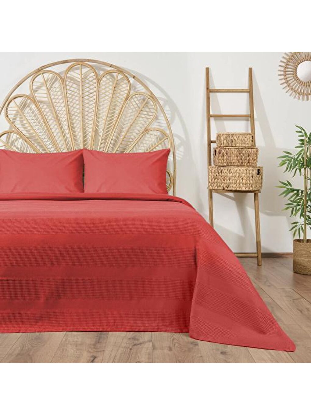 Soft Waffle Tek Kişilik Pike - Turuncu - 150x220 cm