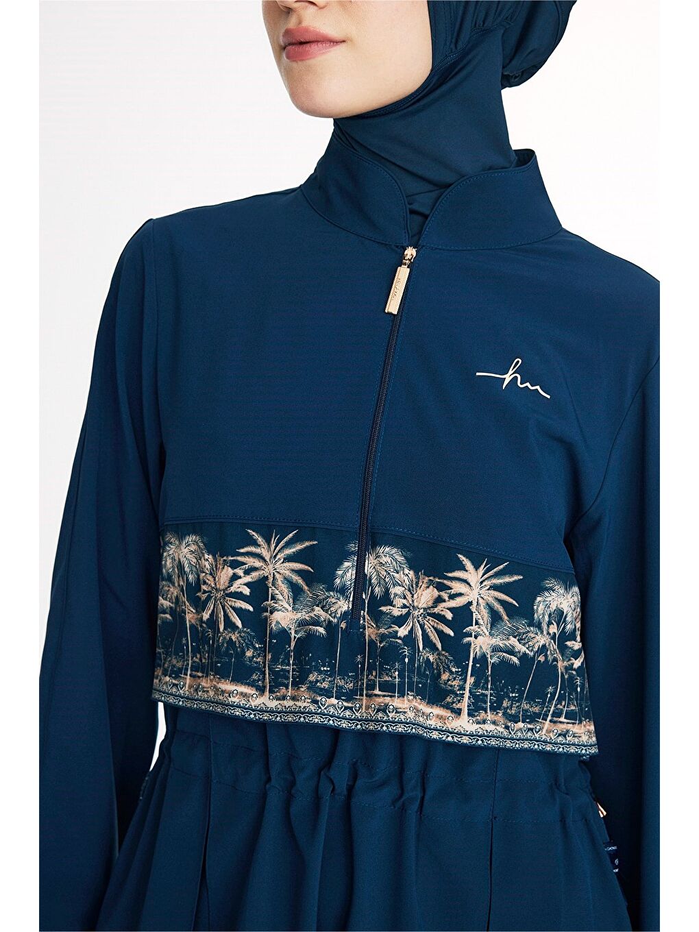 Petrol Vaha Koleksiyonu Lacivert 5 Parça Tam Tesettür Mayo Takımı 6025-7