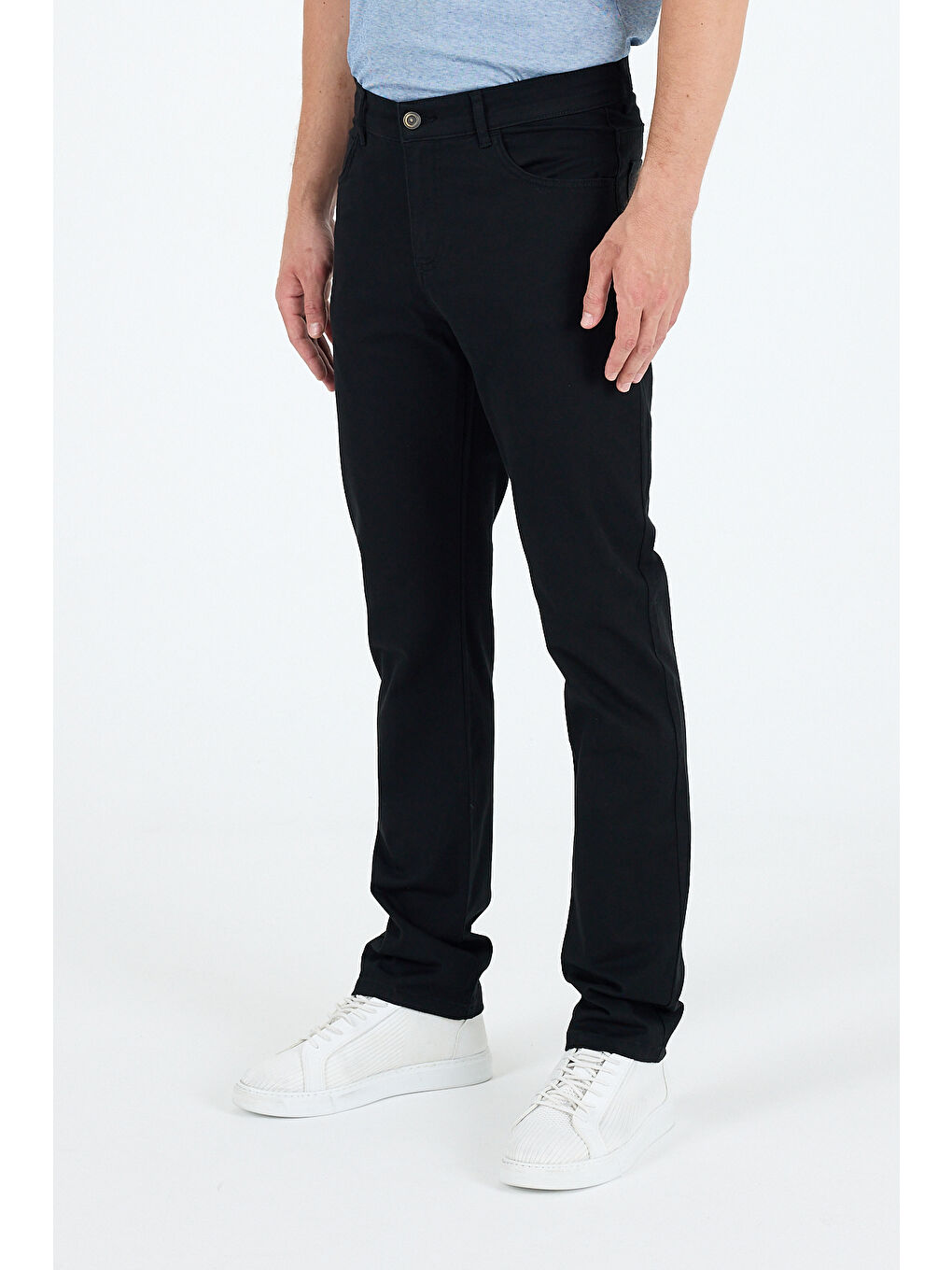 Siyah Erkek Regular Fit Gabardin PamukElastan Rahat Günlük Klasik Düz Kesim Pantolon 1162-2