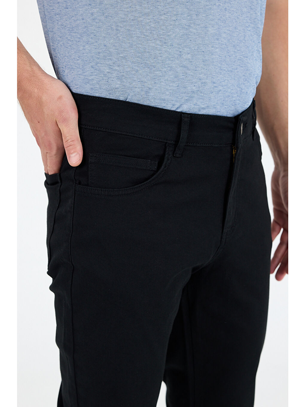 Siyah Erkek Regular Fit Gabardin PamukElastan Rahat Günlük Klasik Düz Kesim Pantolon 1162-3