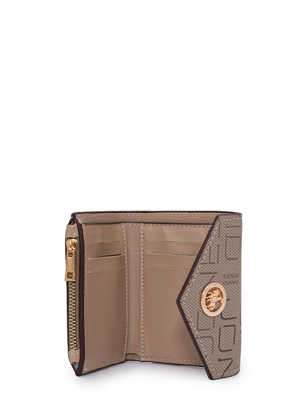 Bej Logo Detaylı Kapaklı Mini Cüzdan CZ103-4