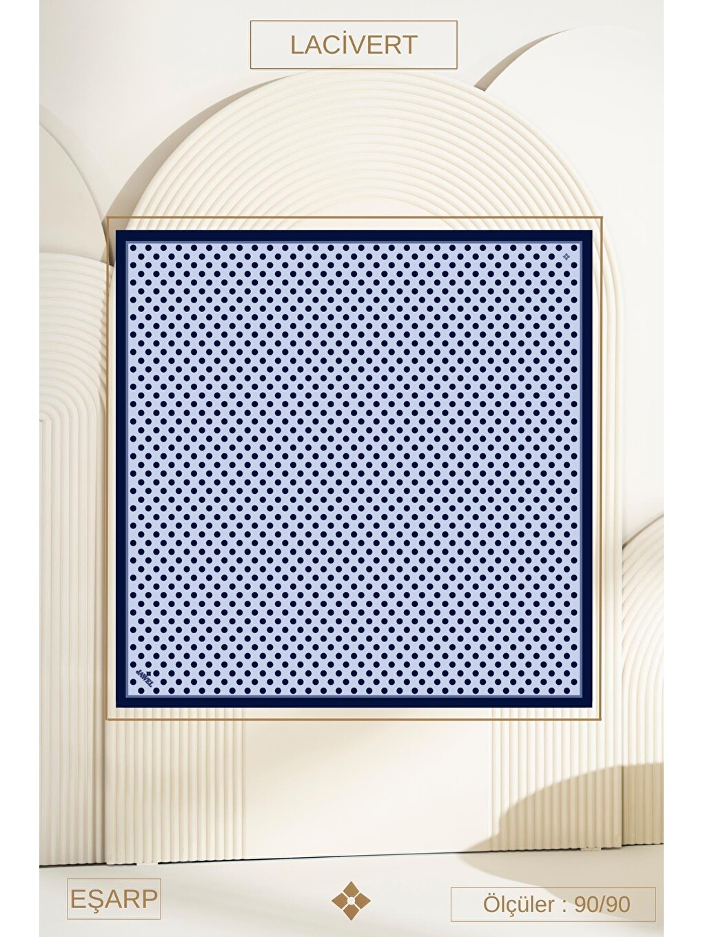 Lacivert Puantiye Desen Soft Eşarp-1