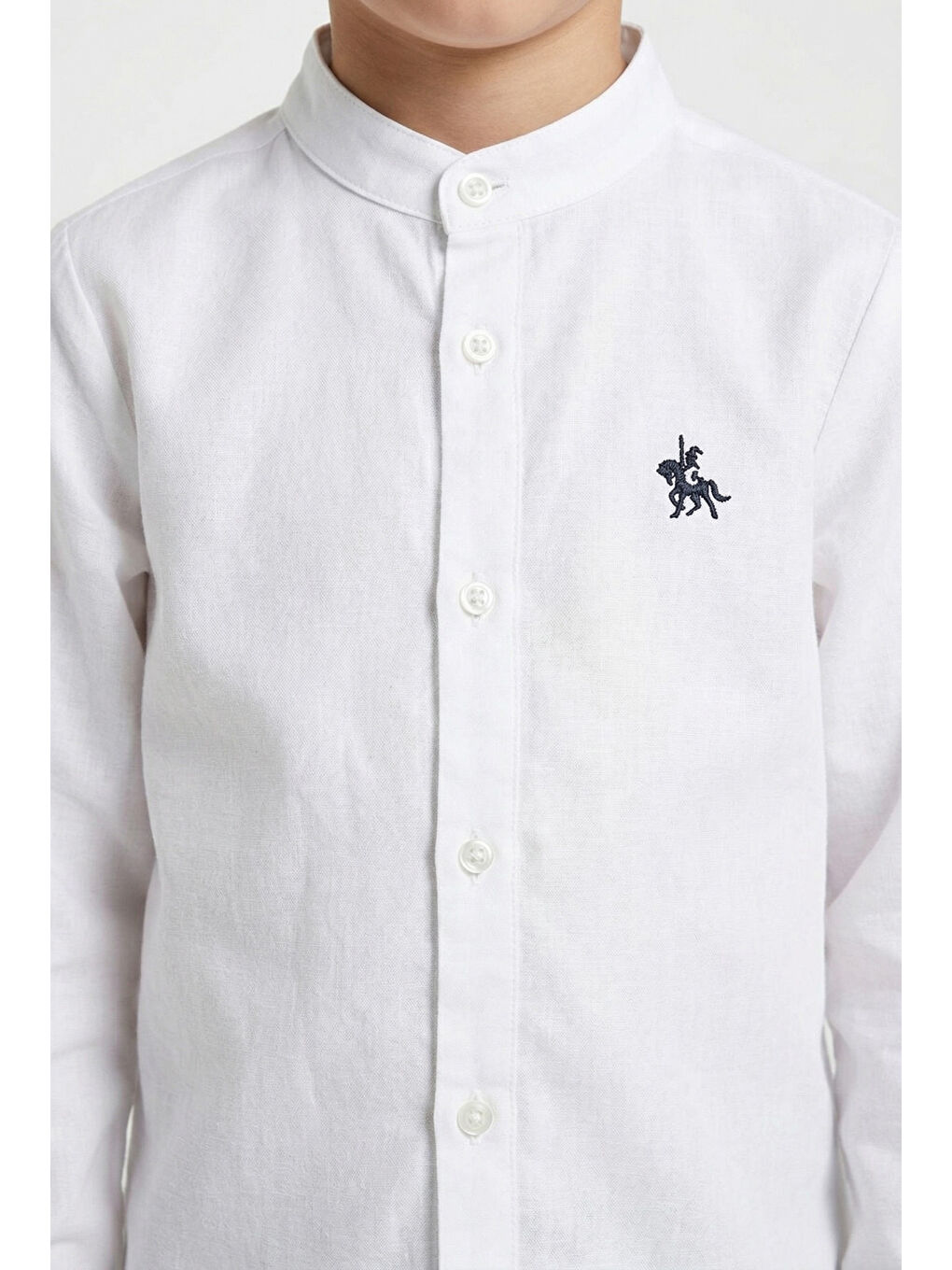 Bej Erkek Çocuk 2li Takım Hakim Yaka Düğmeli Uzun Kollu Gömlek - Beli Bağlamalı Normal Paça Pantolon 142-5