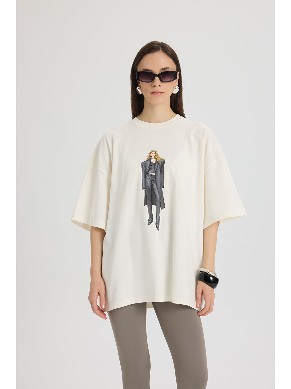 Helene Oversize Beyaz T-Shirt-2