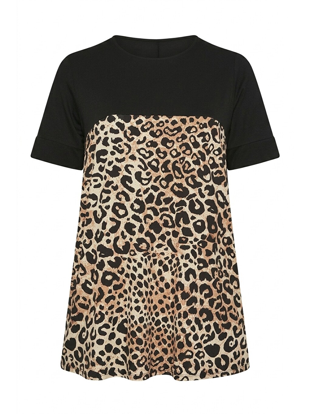 Kahverengi Leopar Desenli T-shirt-4