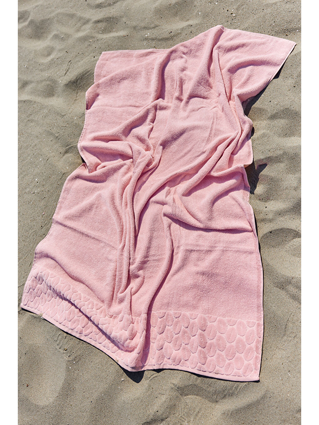 Pembe Pamuklu Deniz Havuz Plaj Banyo Havlusu 01 Pudra-1