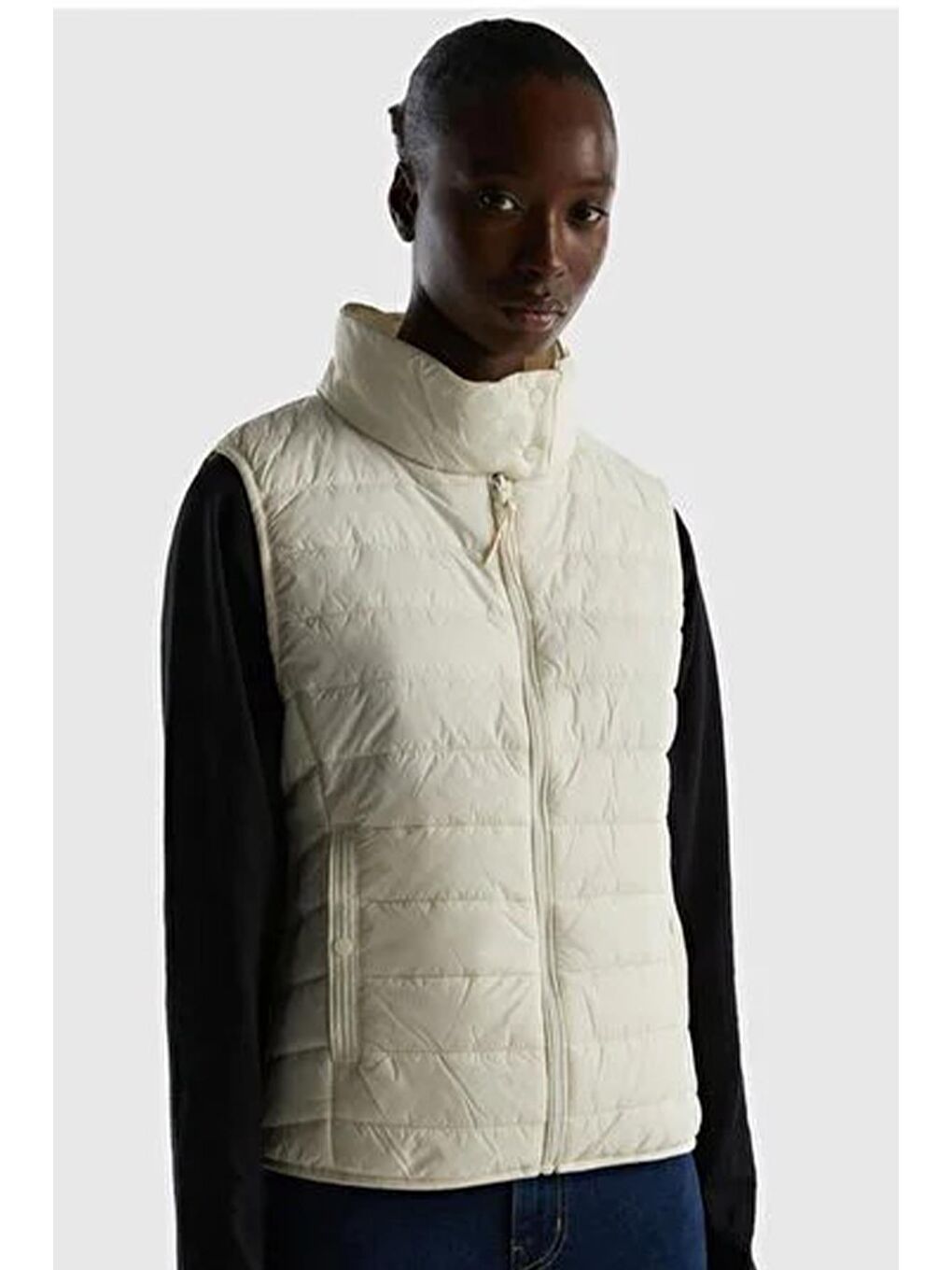 Beyaz Kadın Yelek Mont