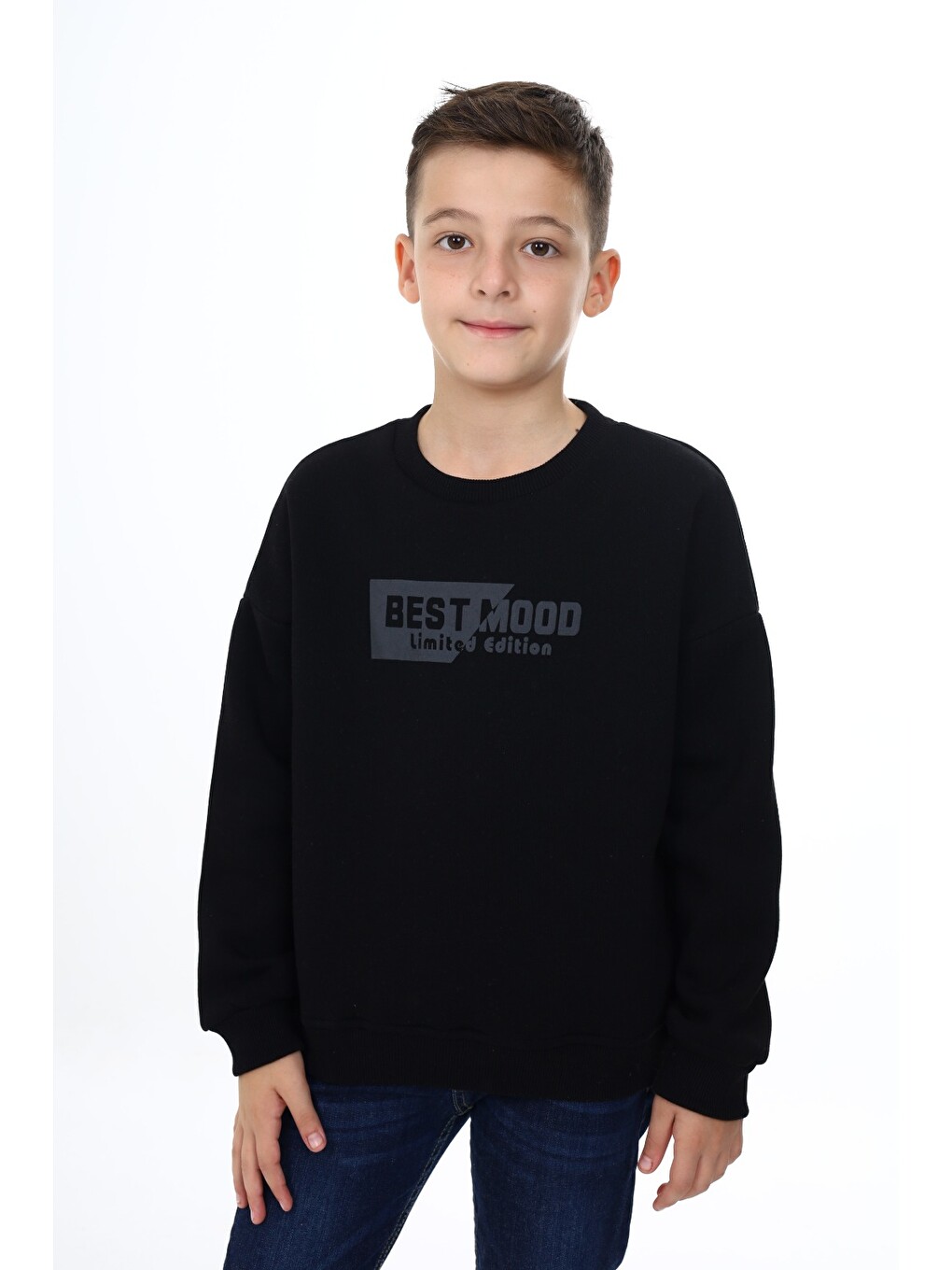 Siyah Erkek Çocuk Baskılı Sweatshirt