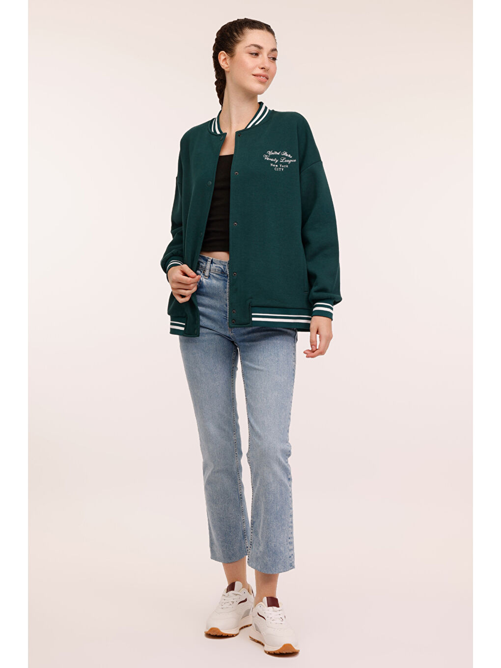 WL ESTY 18GF956 4PR Yeşil Kadın Kolej Ceket-2