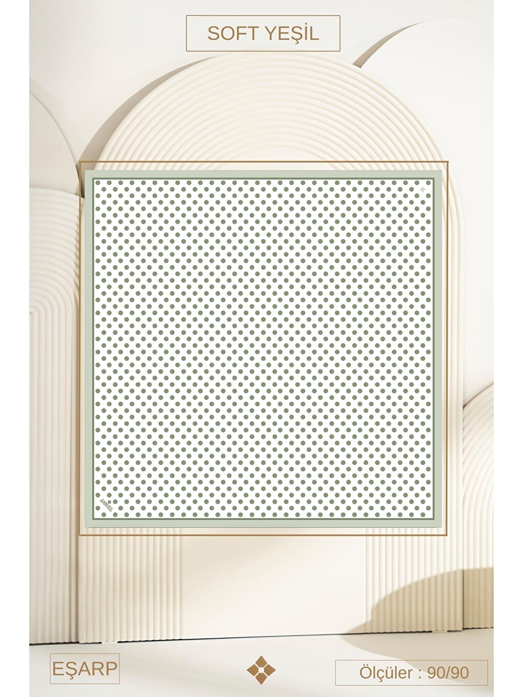 Yeşil Puantiye Desen Soft Eşarp-1