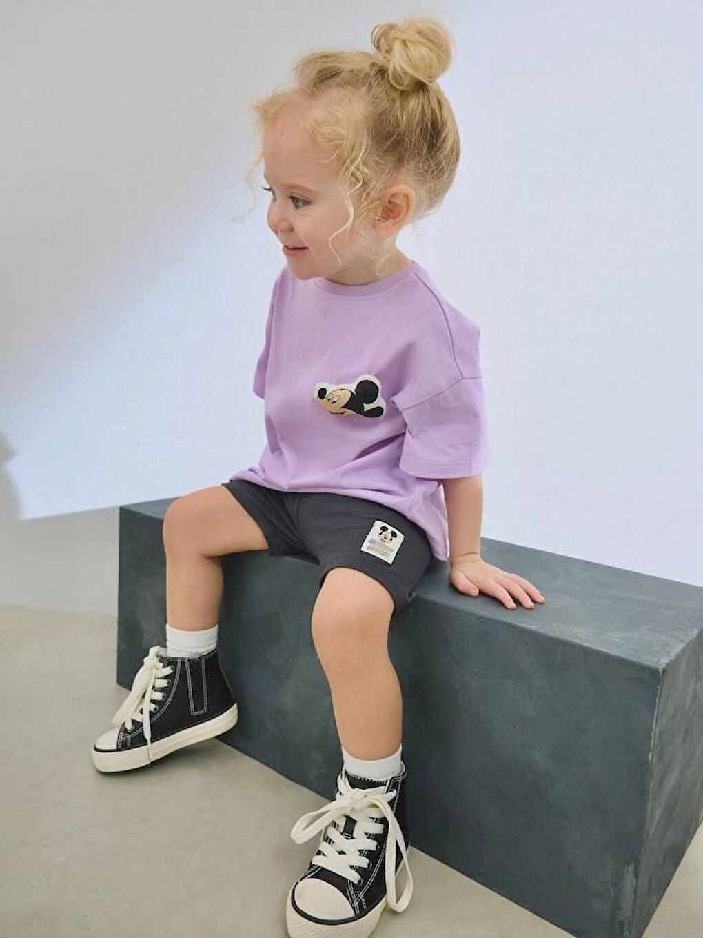 Mor Kız Çocuk Pamuklu Lila T-Shirt Şort Takım