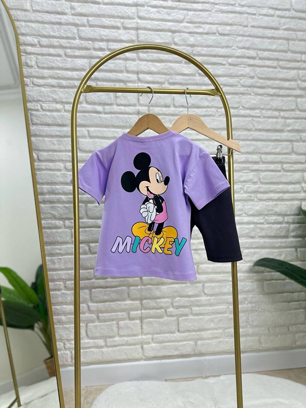 Mor Kız Çocuk Pamuklu Lila T-Shirt Şort Takım-1