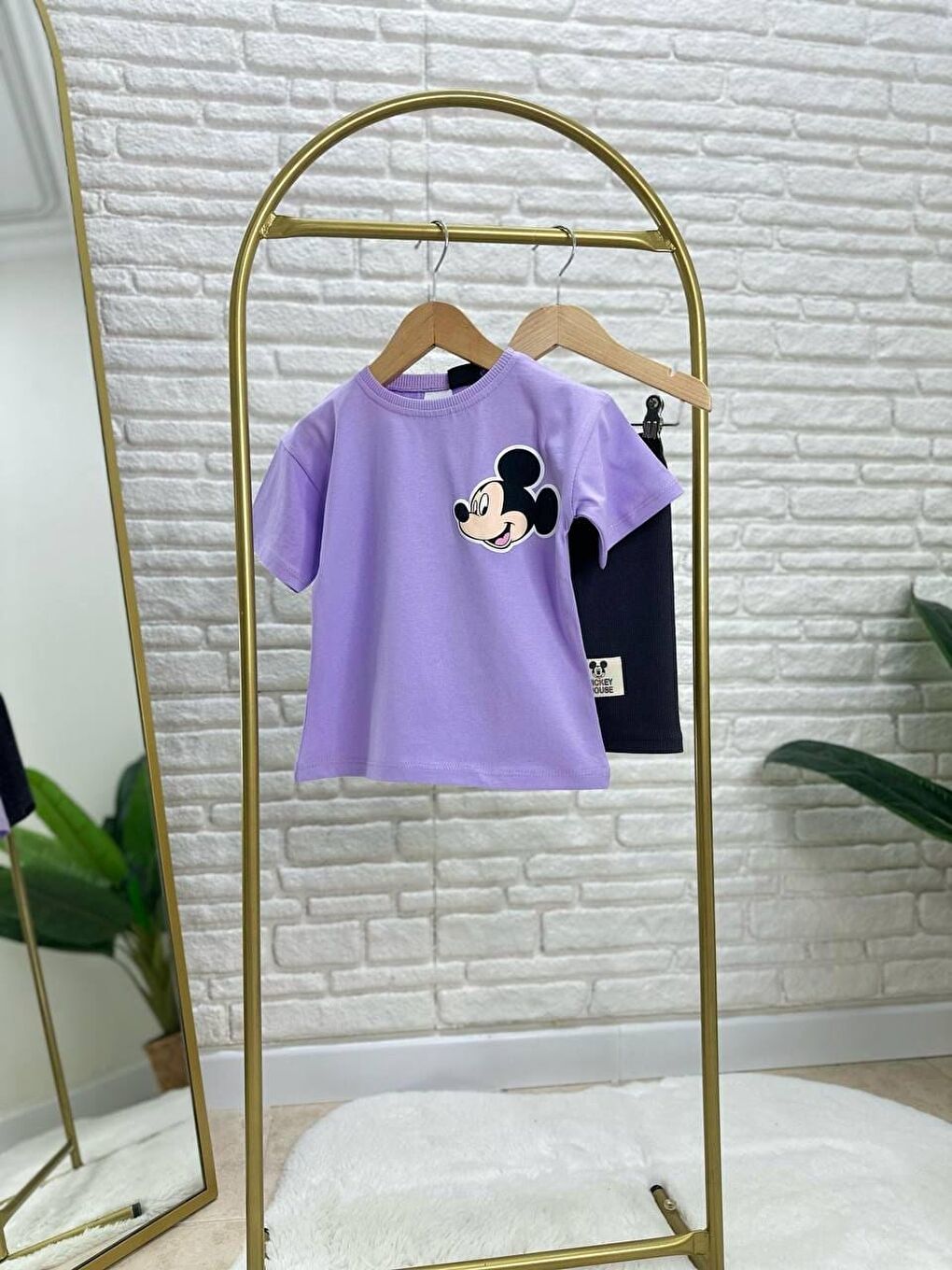 Mor Kız Çocuk Pamuklu Lila T-Shirt Şort Takım-2
