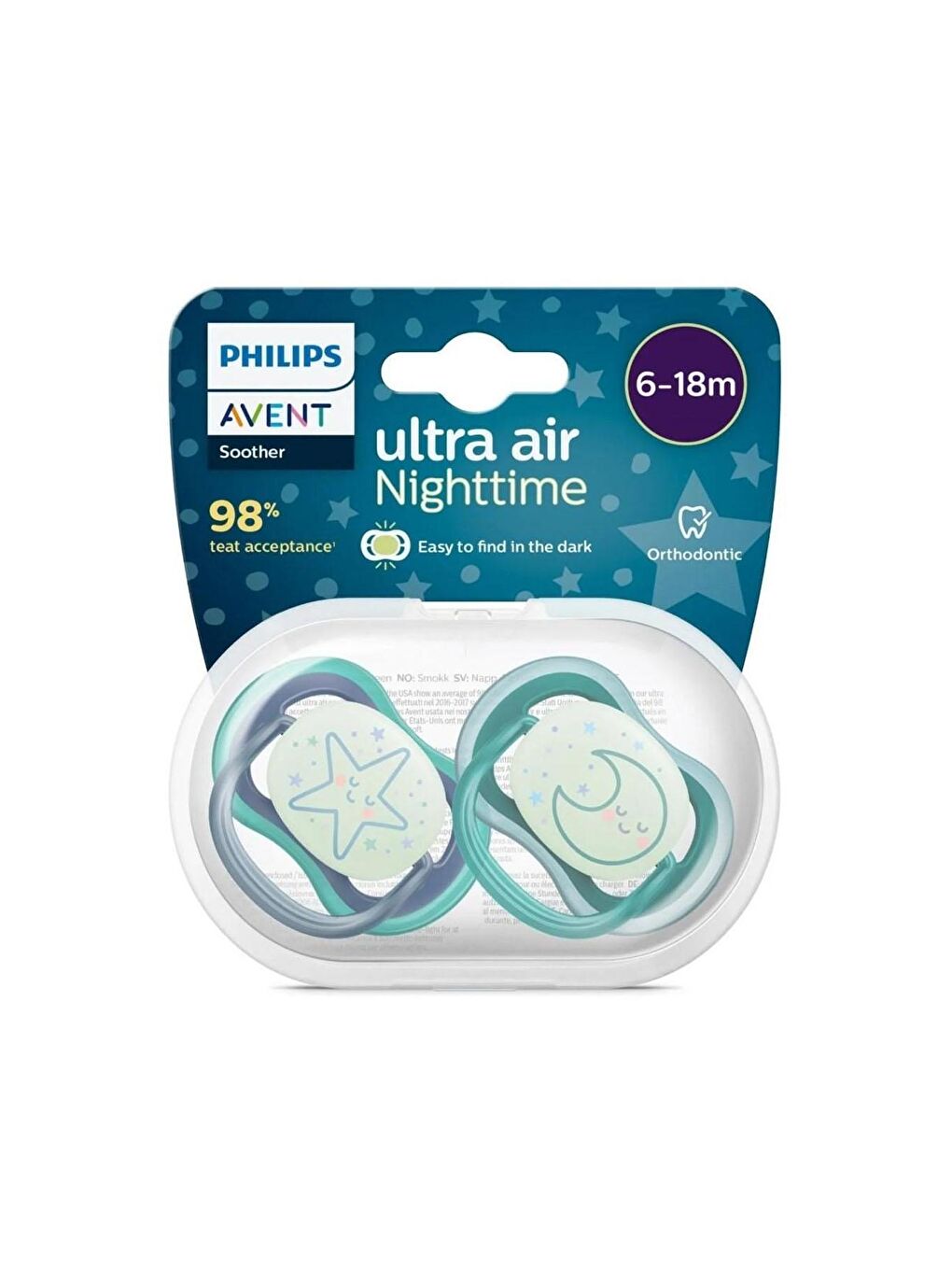 Philips Avent Ultra Air Gece 2'li Emzik 6-18 Ay Yıldız Ay Yeşil