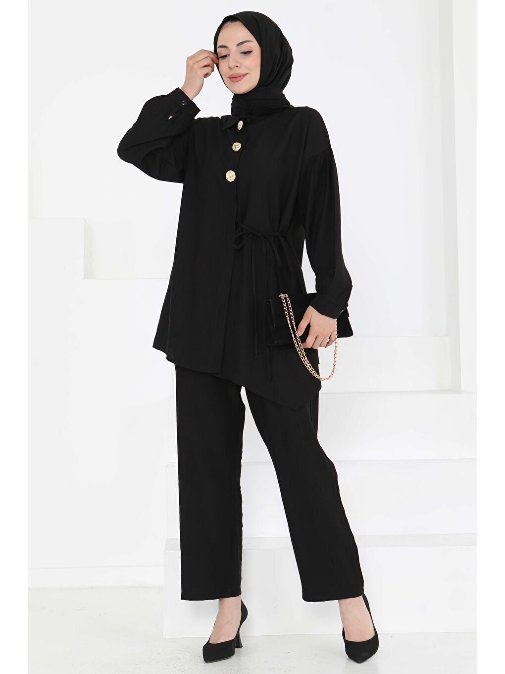 Belden Bağlamalı İkili Takım Siyah - 27180-1