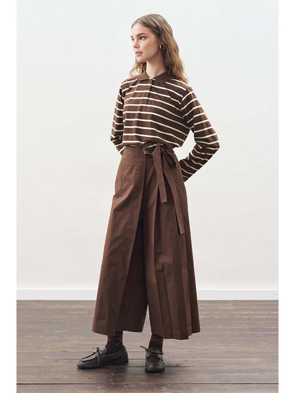 Etek Görünümlü Pantolon Kahverengi-2