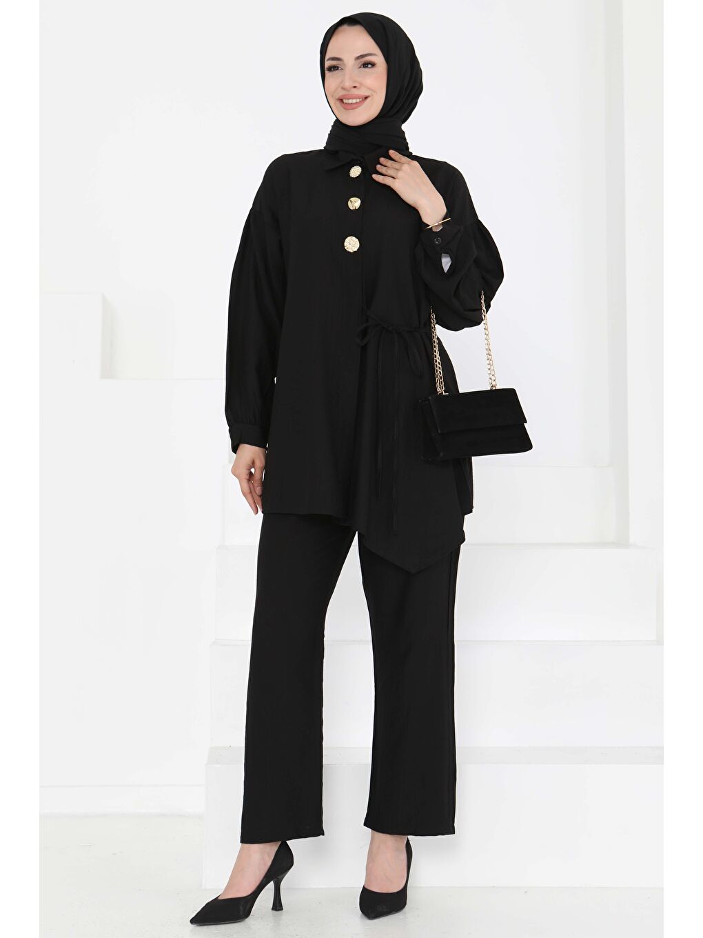 Belden Bağlamalı İkili Takım Siyah - 27180-4