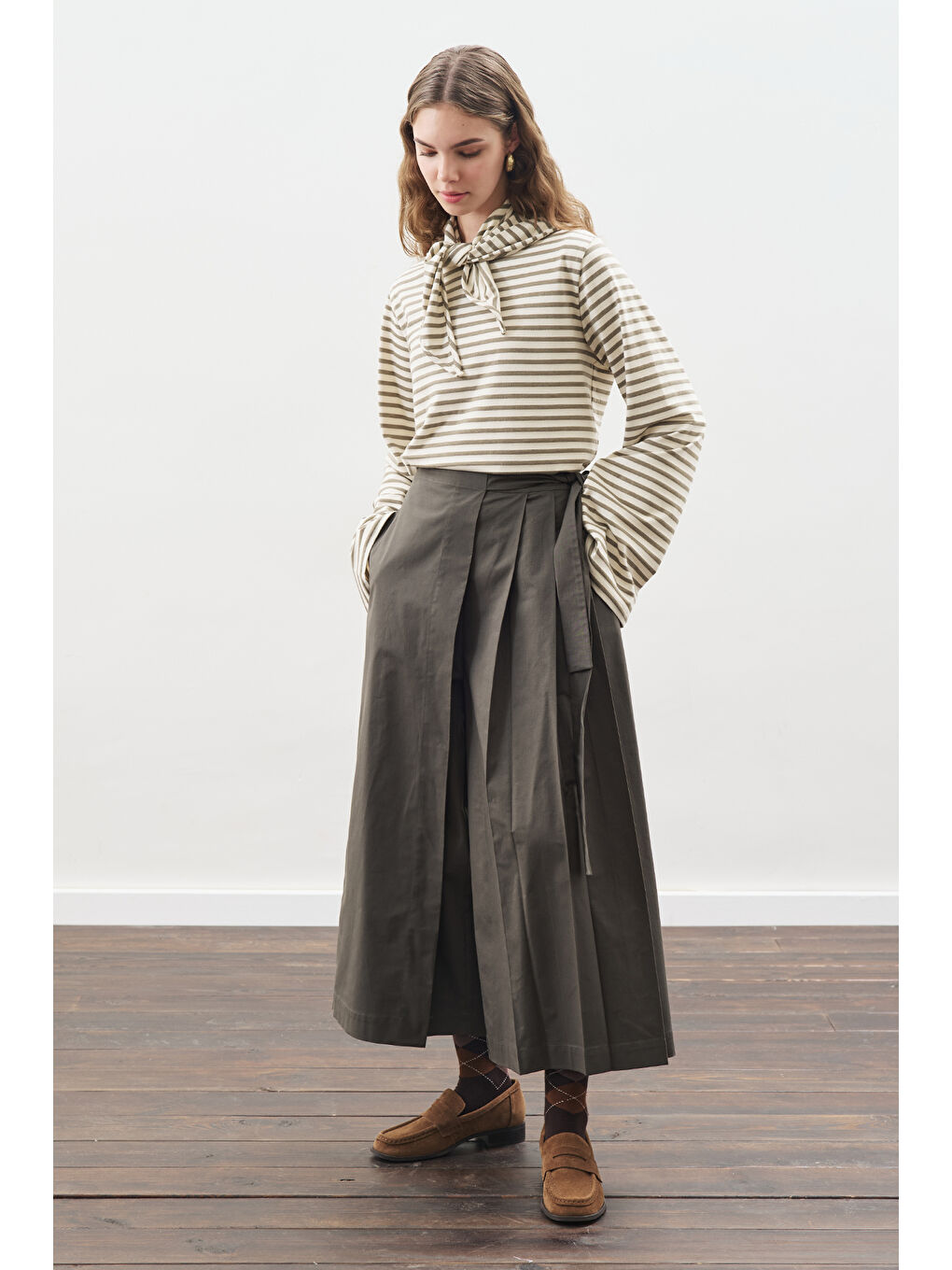 Etek Görünümlü Pantolon Koyu Yeşil-1