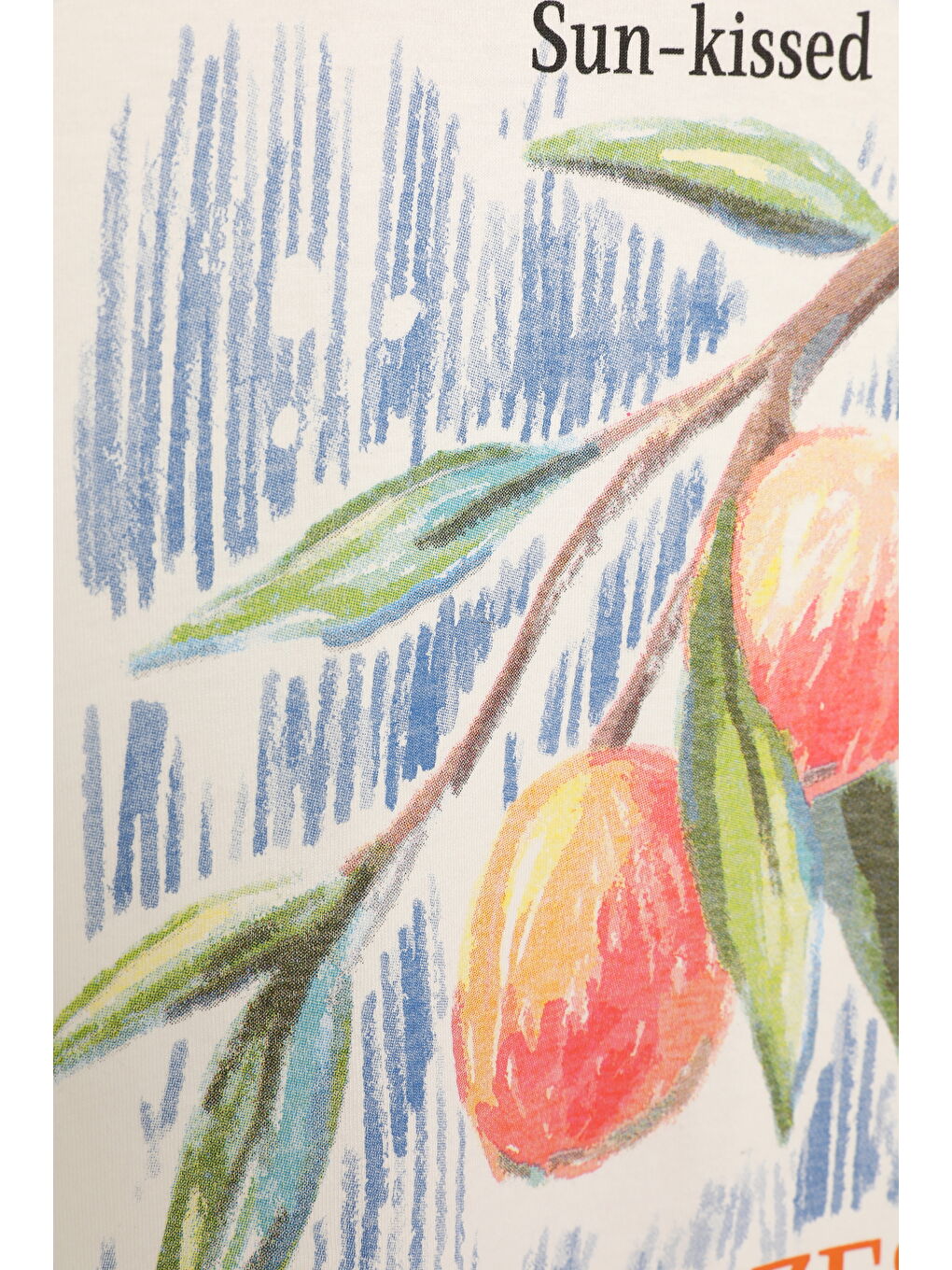 Portakal Baskılı Kısa Kol Tişört Ekru-3