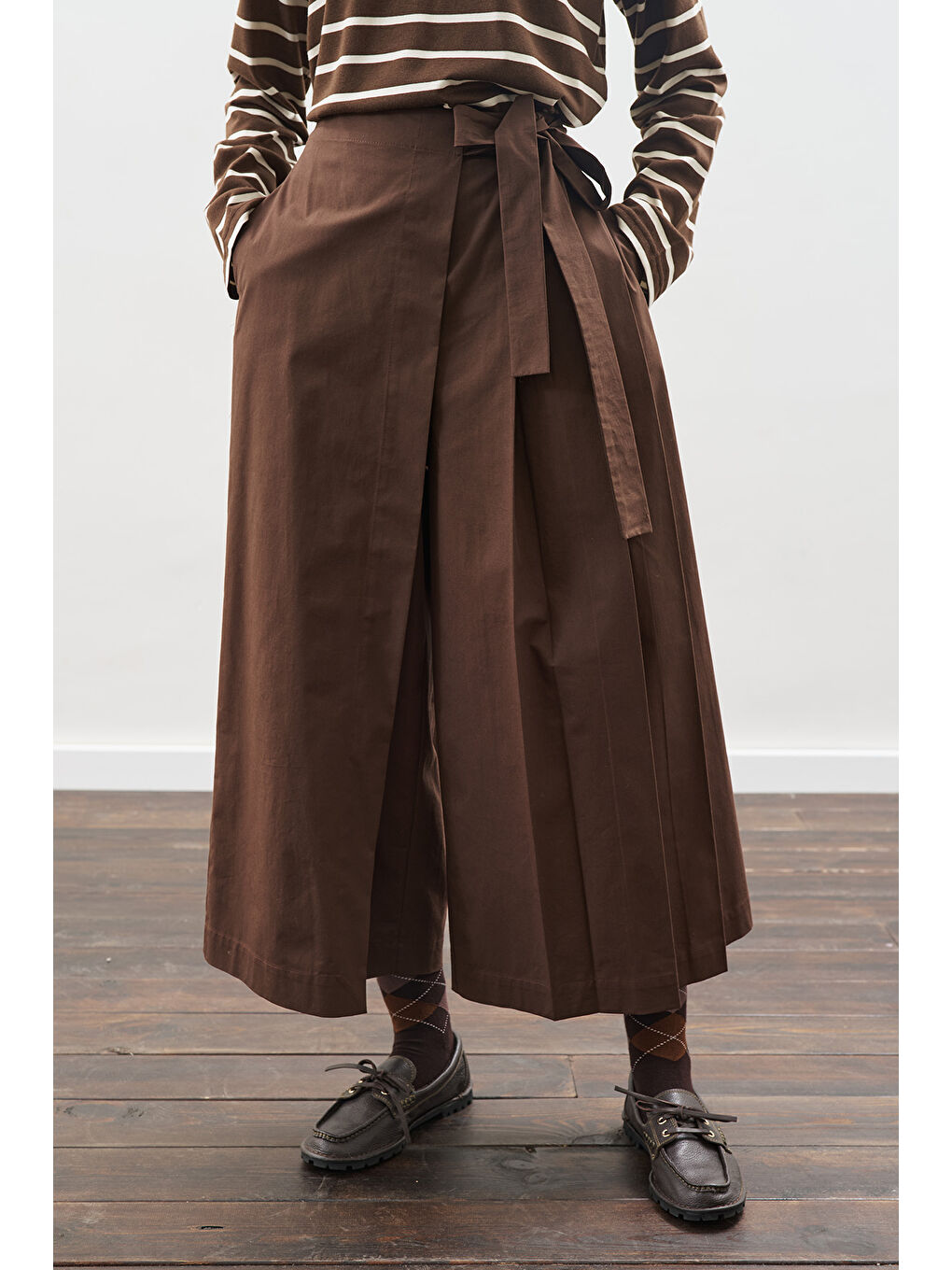 Etek Görünümlü Pantolon Kahverengi-3