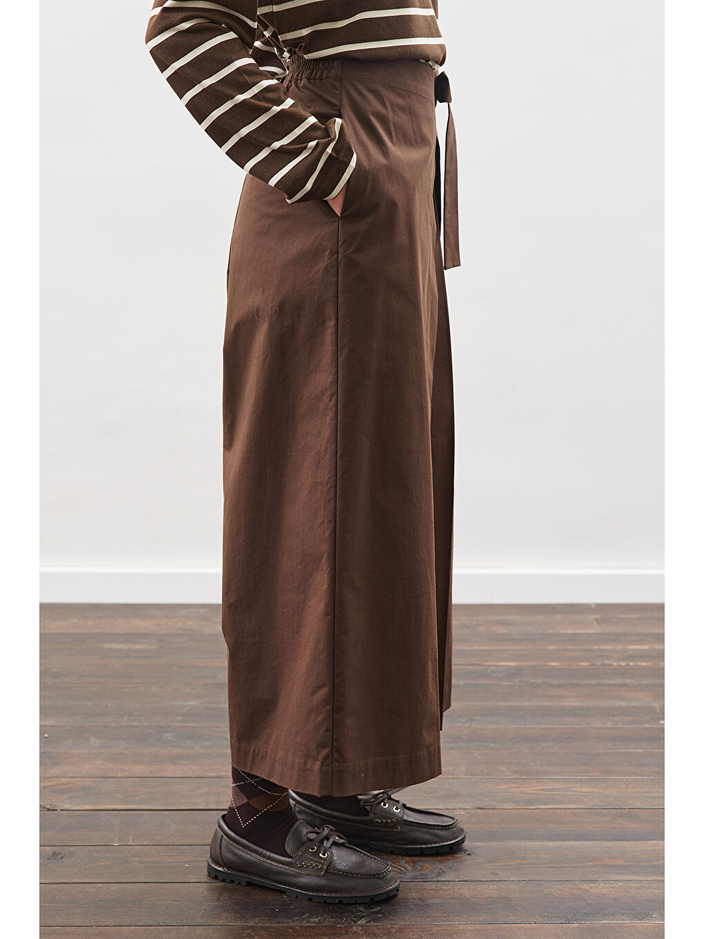 Etek Görünümlü Pantolon Kahverengi-4