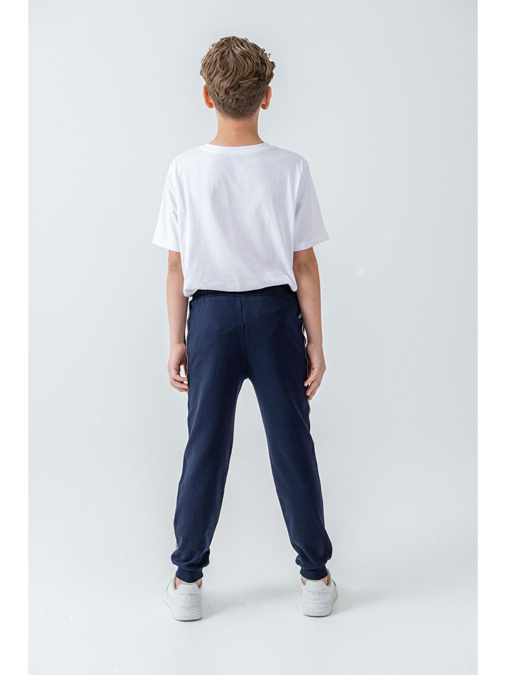 Lacivert Yanlar Şeritli World Wide Baskılı Erkek Çocuk Eşofman Altı-3