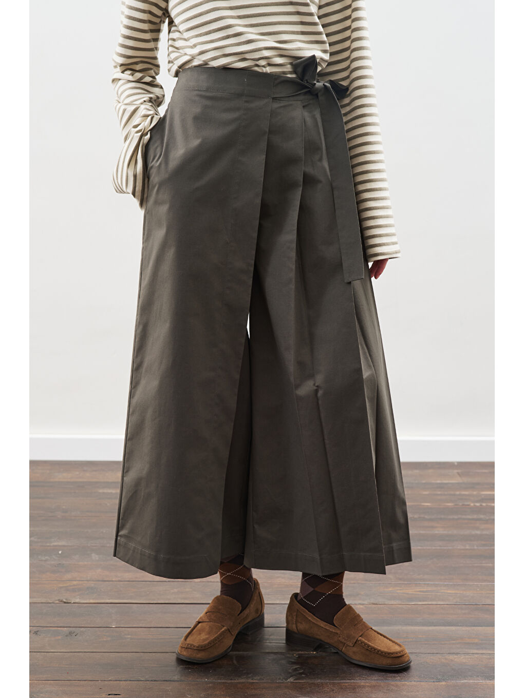 Etek Görünümlü Pantolon Koyu Yeşil-3