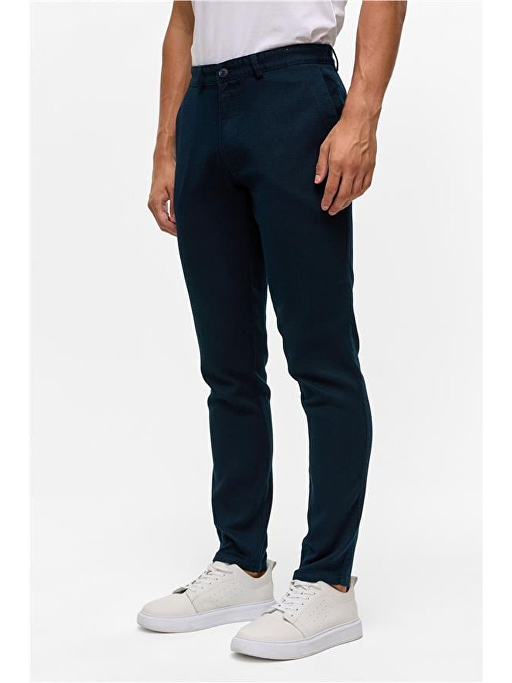 Lacivert Slim Armürlü Pantolon-2