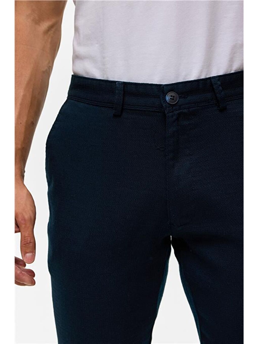 Lacivert Slim Armürlü Pantolon-3