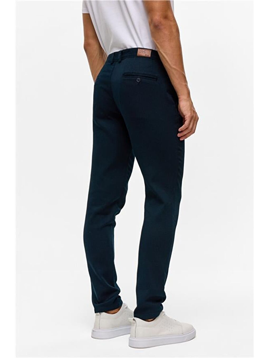 Lacivert Slim Armürlü Pantolon-4