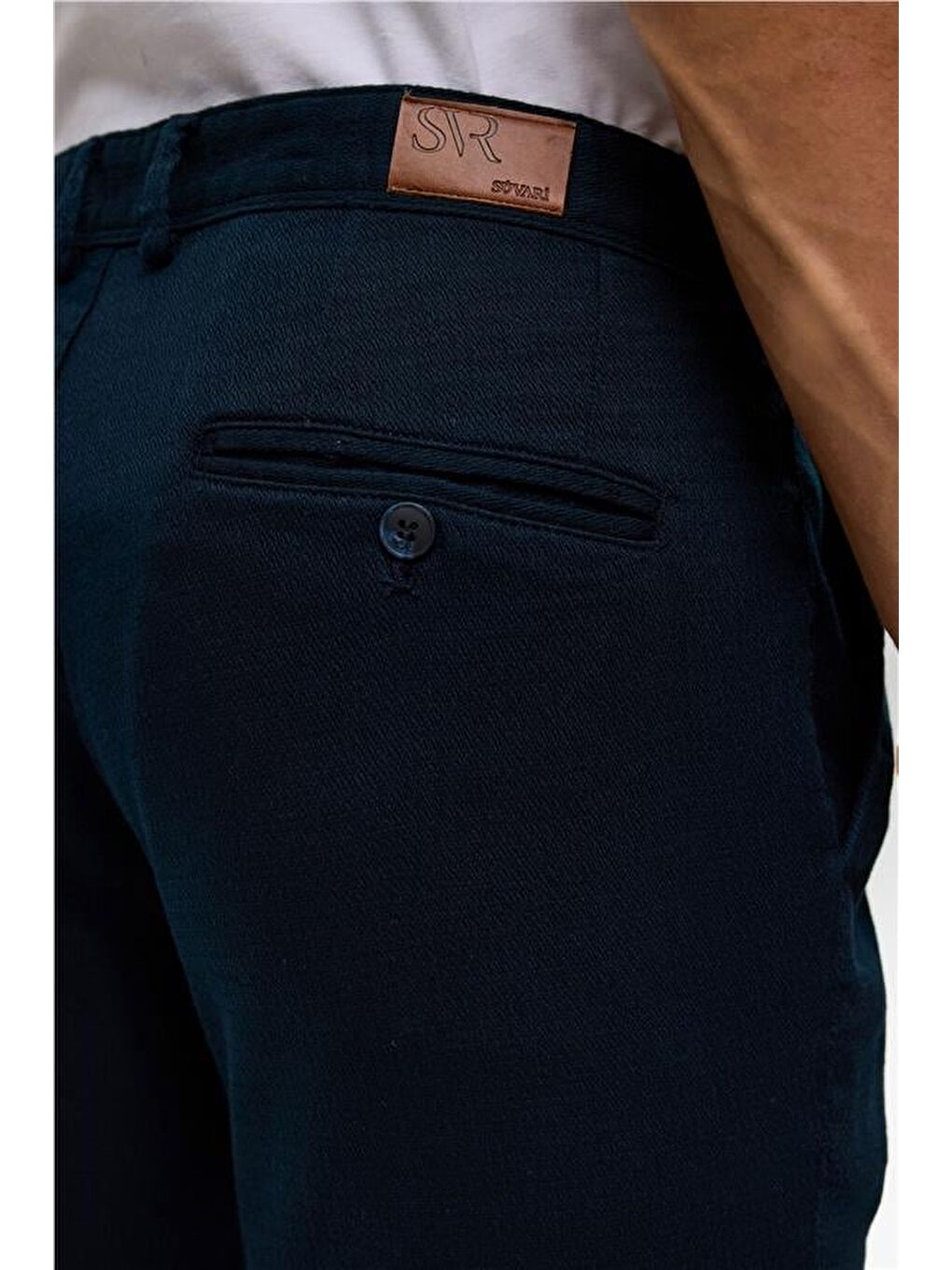 Lacivert Slim Armürlü Pantolon-5