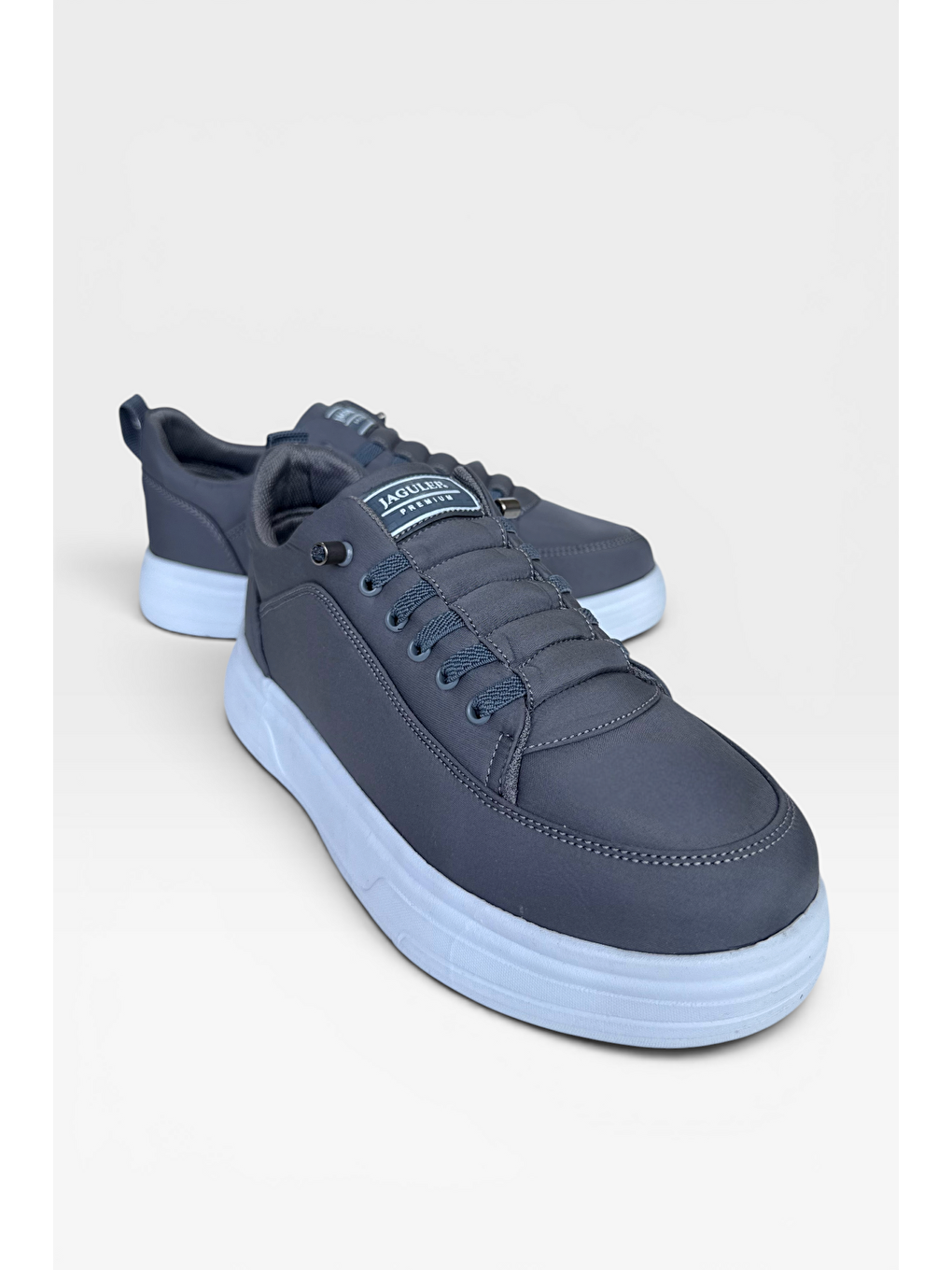 Gri Akıllı Bağcık Hafif Comfort Taban Günlük Erkek Sneaker Ayakkabı Füme-2