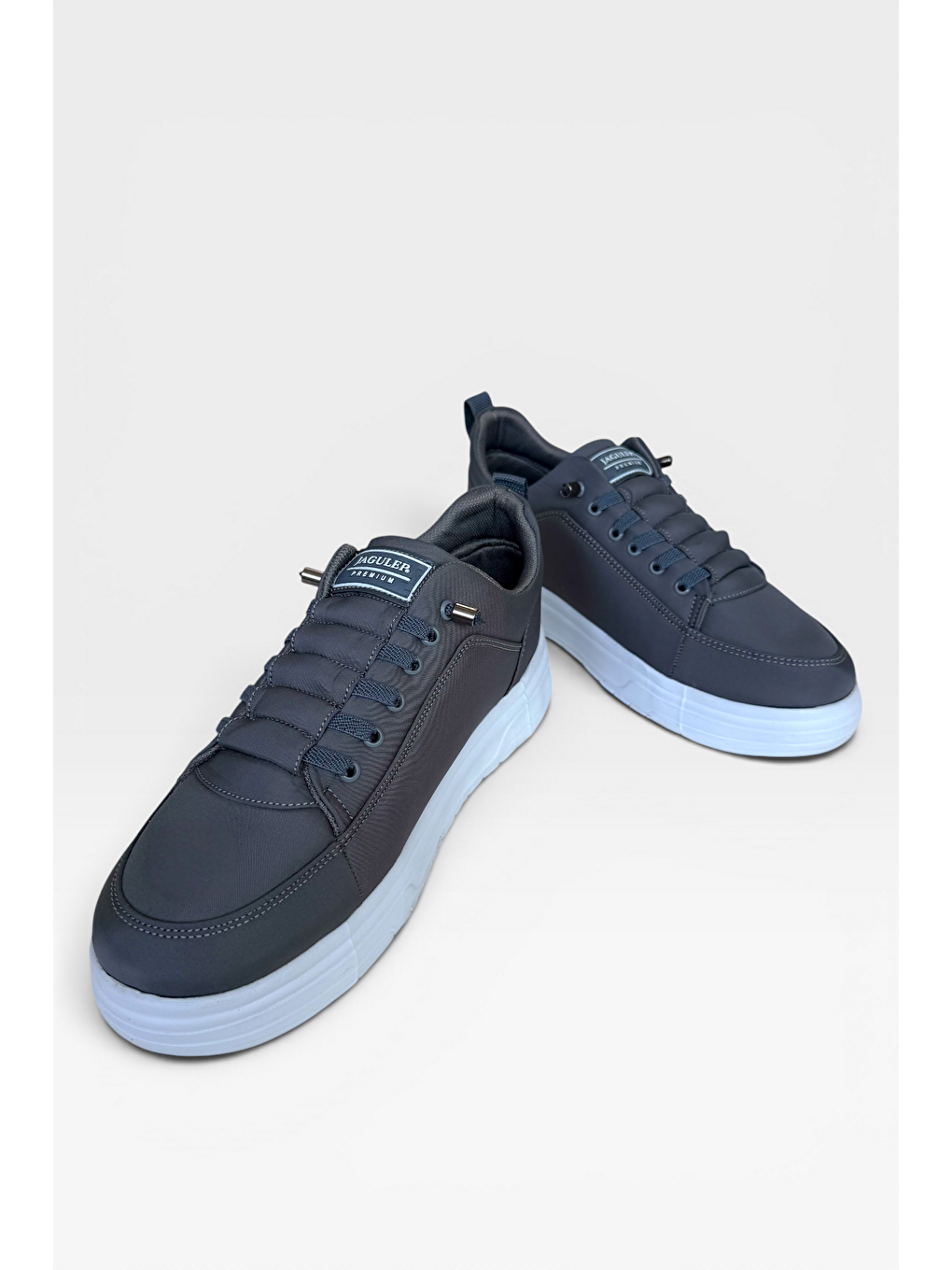 Gri Akıllı Bağcık Hafif Comfort Taban Günlük Erkek Sneaker Ayakkabı Füme-3