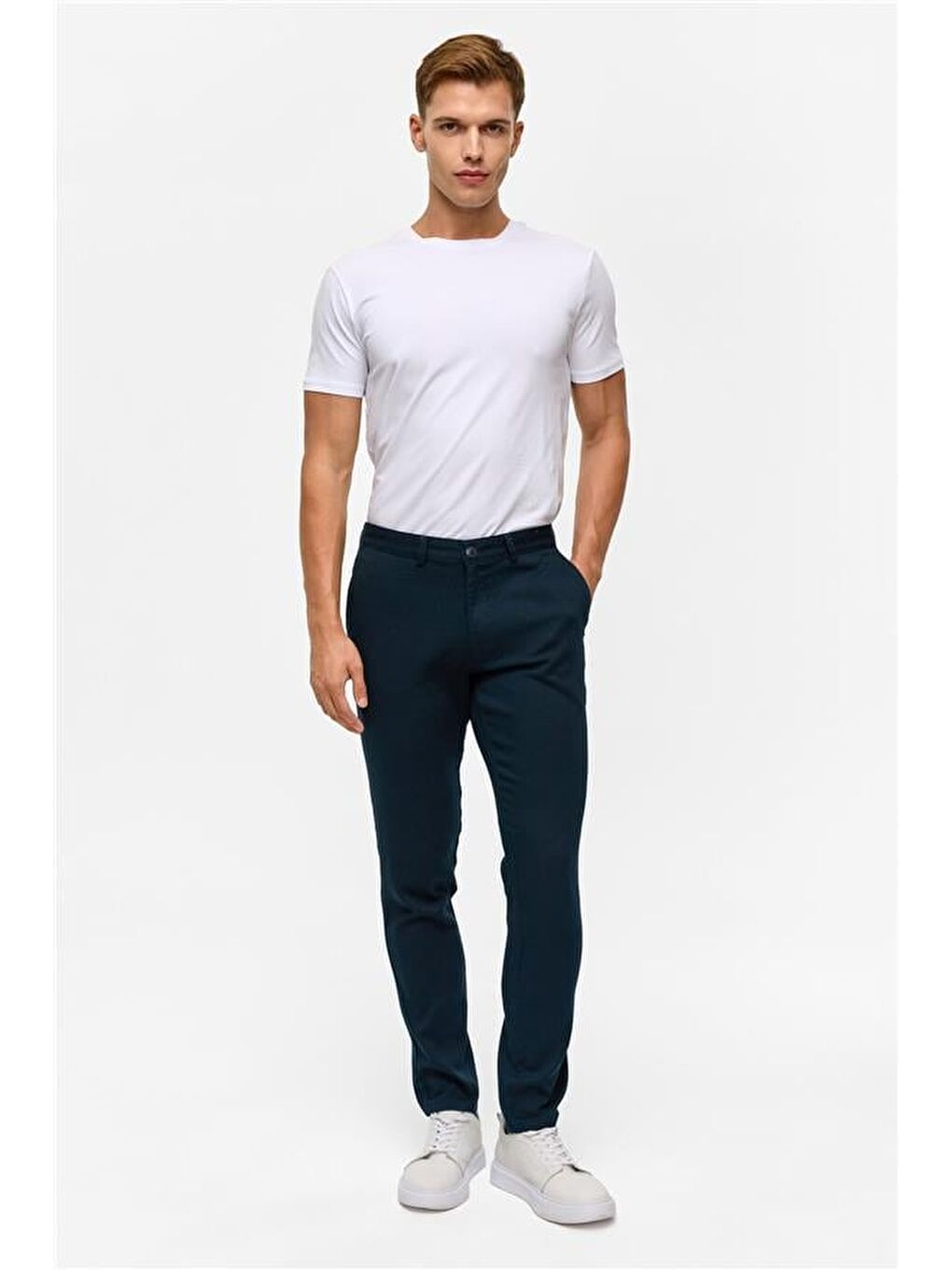 Lacivert Slim Armürlü Pantolon-6