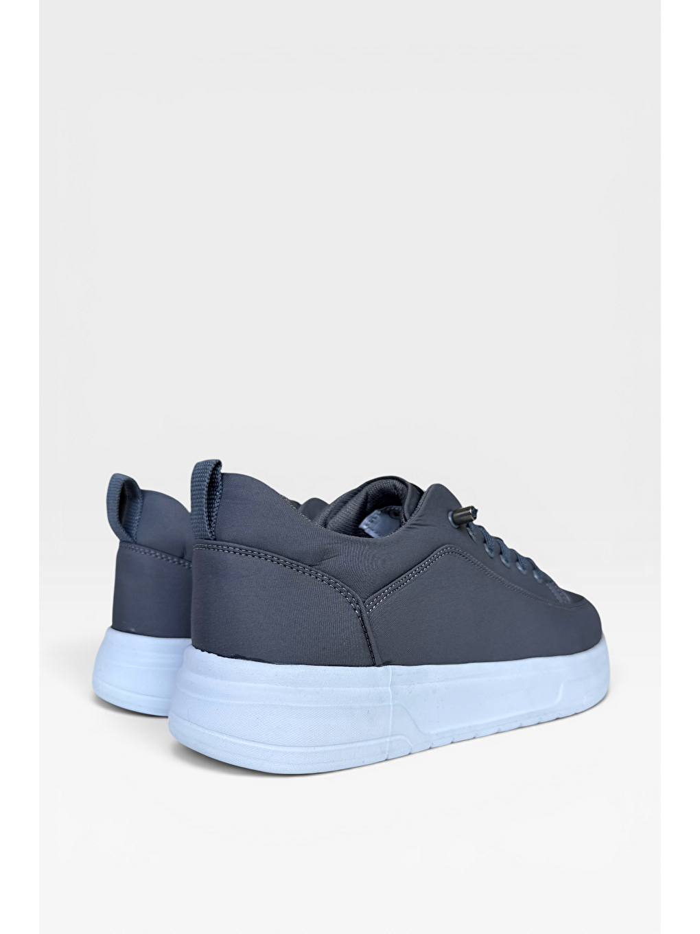 Gri Akıllı Bağcık Hafif Comfort Taban Günlük Erkek Sneaker Ayakkabı Füme-4