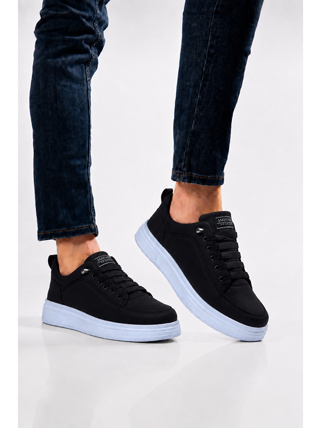Akıllı Bağcık Hafif Comfort Taban Günlük Erkek Sneaker Ayakkabı Siyah - Beyaz