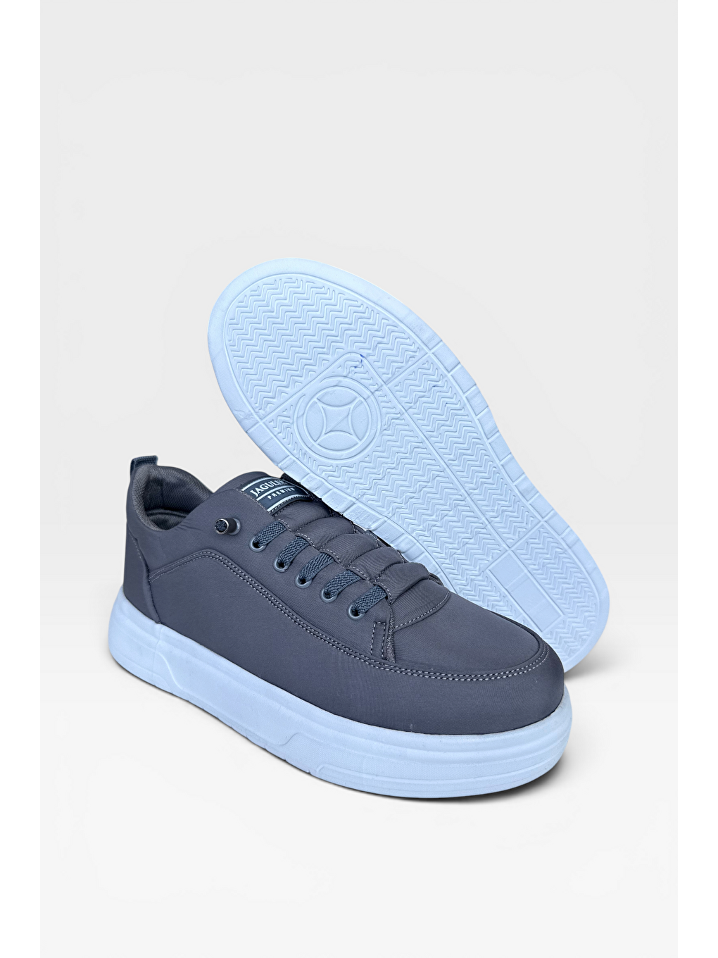 Gri Akıllı Bağcık Hafif Comfort Taban Günlük Erkek Sneaker Ayakkabı Füme-5