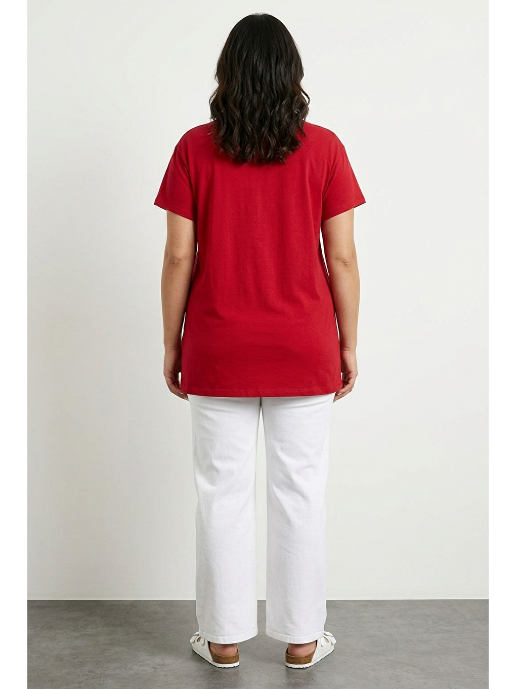 Kırmızı Bisiklet Yaka Baskılı T-shirt-5
