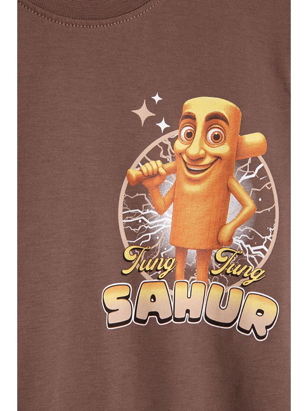 Kahverengi Erkek Çocuk Bisiklet Yaka Tişörtlü Şortlu 2li Baskılı Takım 24000-4