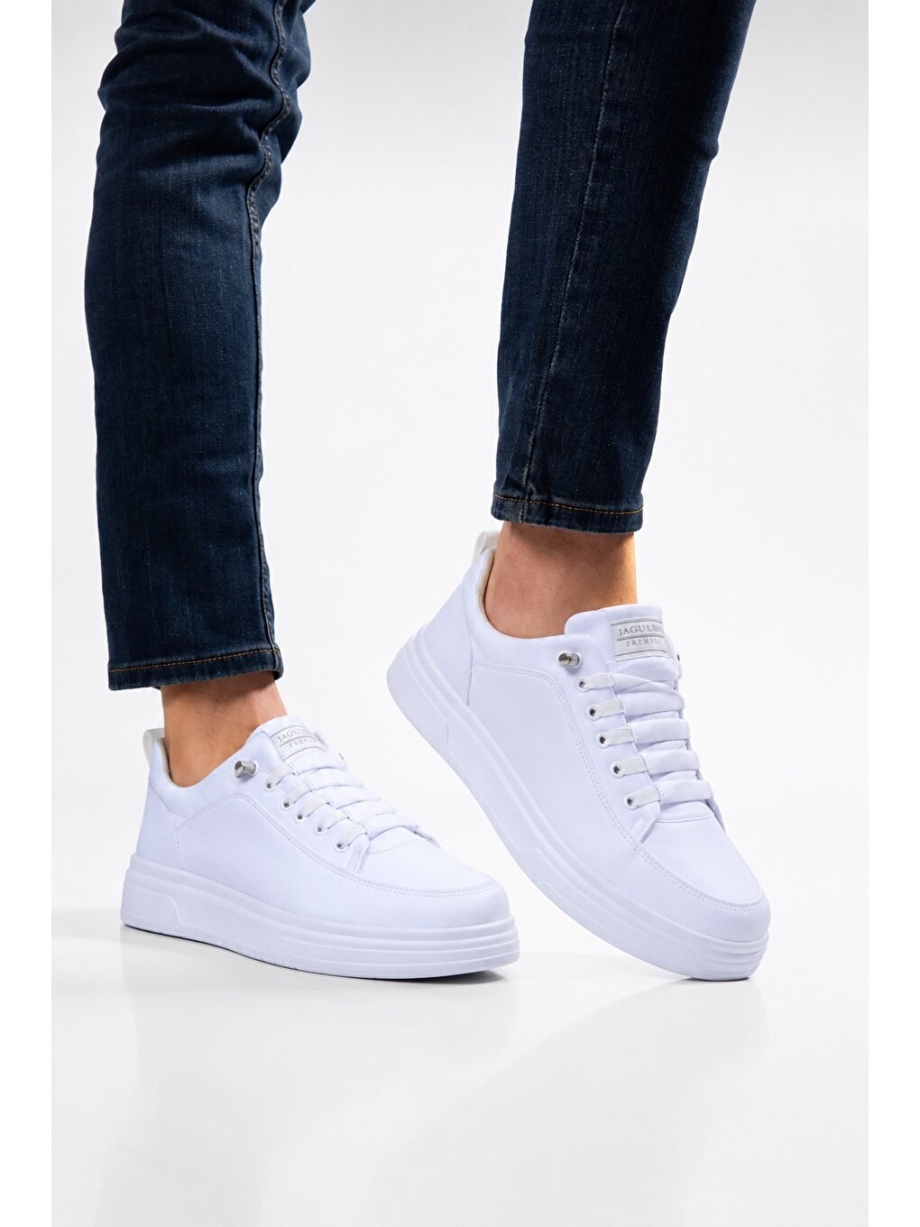 Akıllı Bağcık Hafif Comfort Taban Günlük Erkek Sneaker Ayakkabı Beyaz