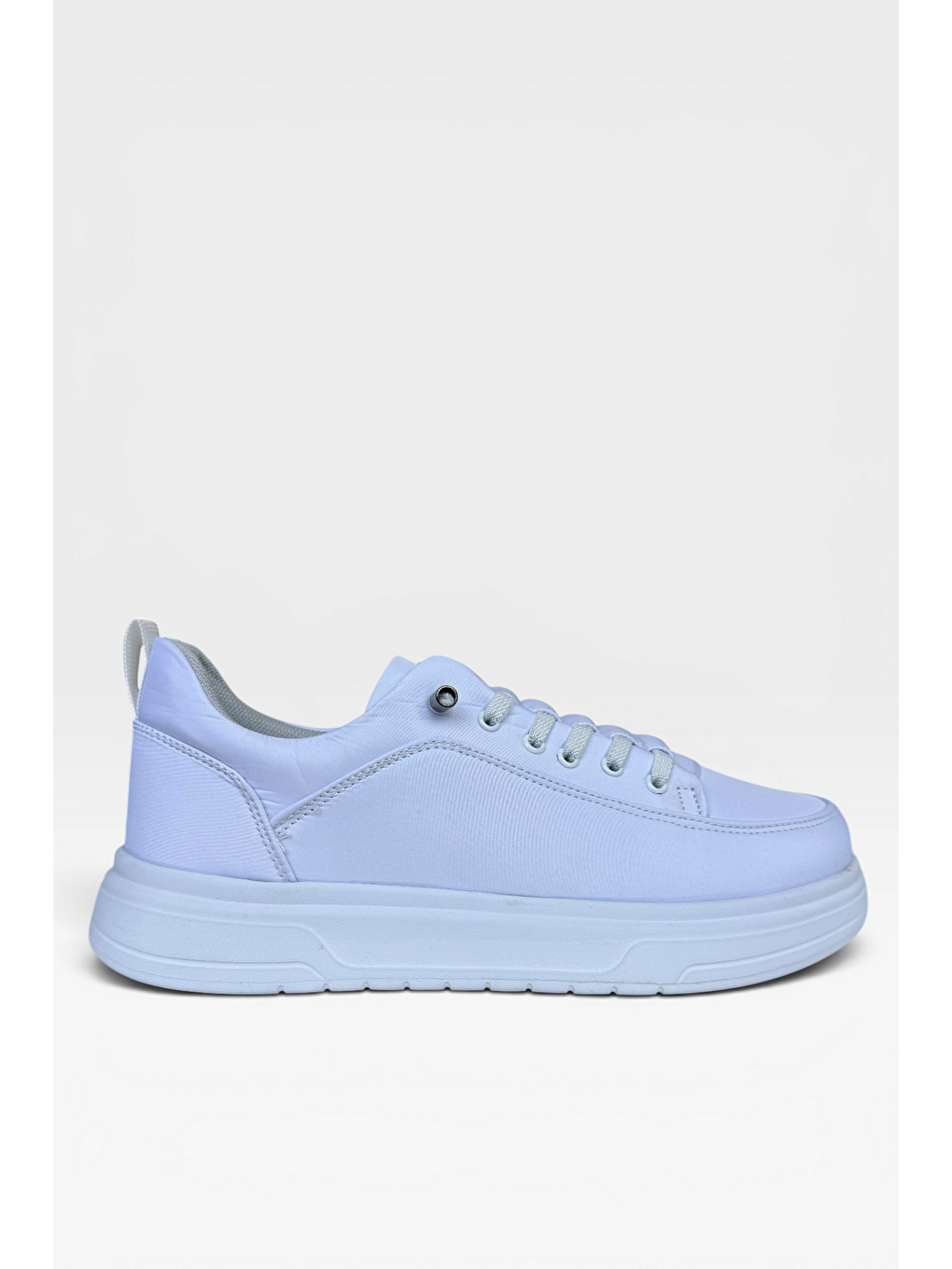 Akıllı Bağcık Hafif Comfort Taban Günlük Erkek Sneaker Ayakkabı Beyaz-1