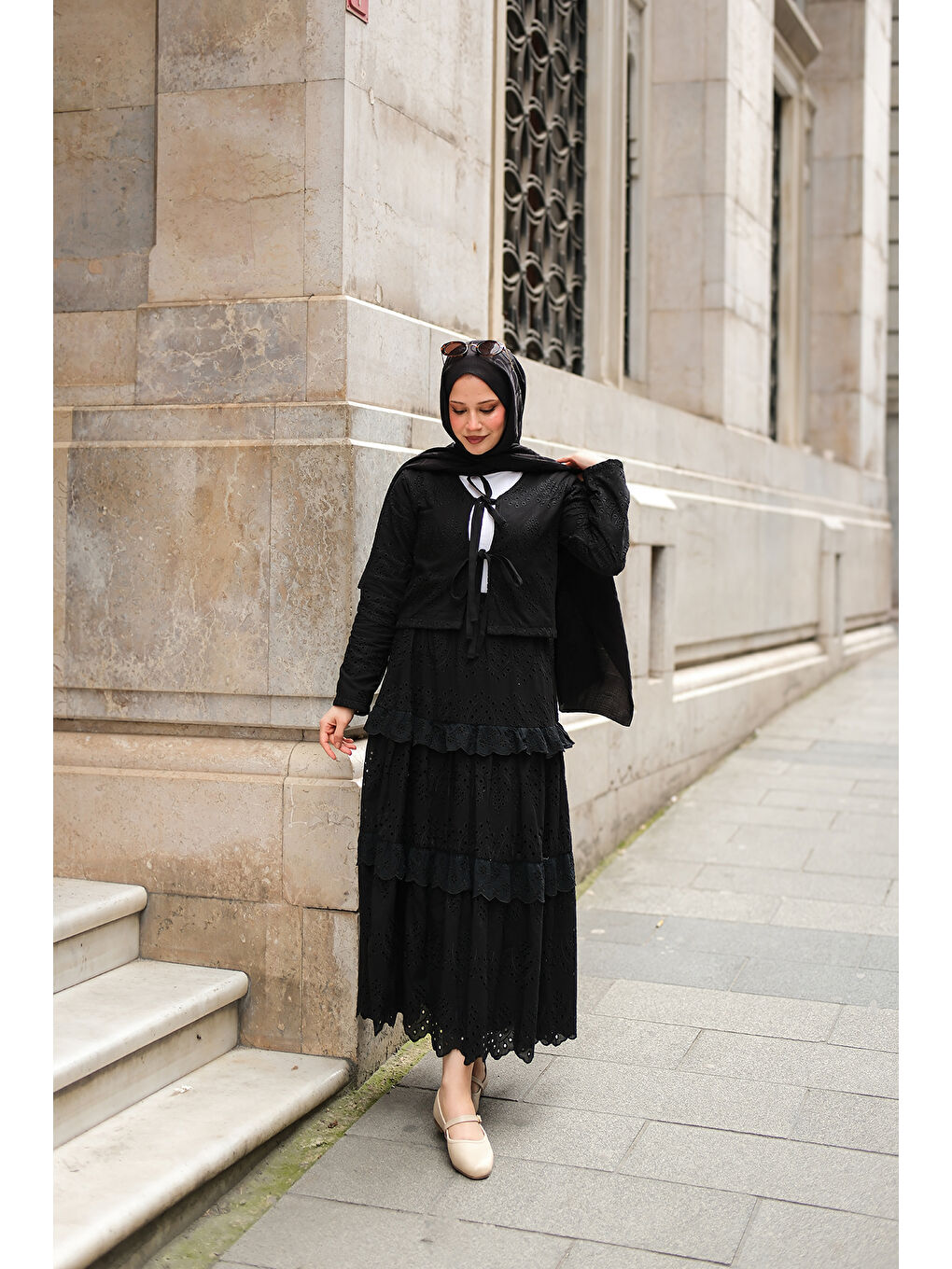 Kadın Eteği Volanlı Takım Siyah-1