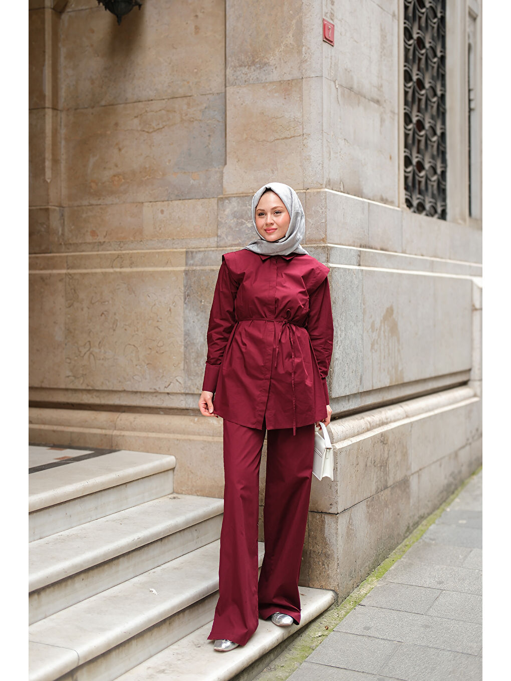 Kadın Dış Vatka Detaylı Takım Bordo-1